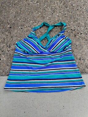 South point siE 14 Striped Blue & Teal Tankini Top